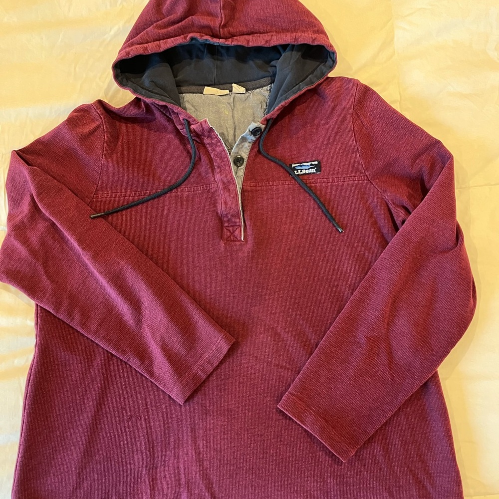 L.L. Bean Burgundy Hoodie with Logo Patch